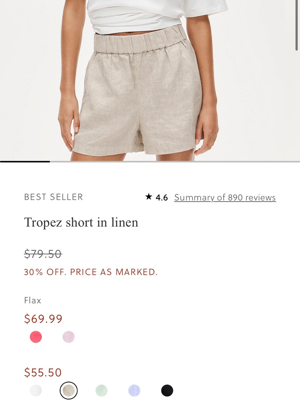 J. Crew Tropez Linen Shorts in Flax Neutral
